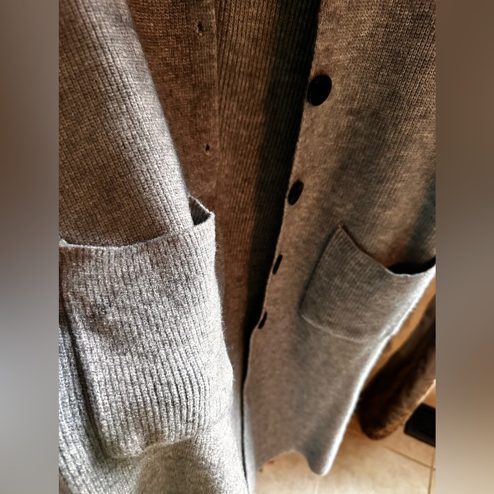 Sweater oversized gray outerwear Below Knee Button up Cardigan - Picture 4 of 10